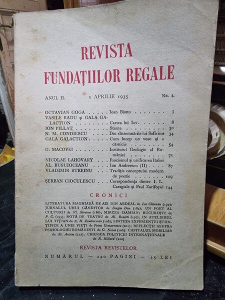 Revista Fundatiilor Regale - Anul II 1 Aprilie 1935, Nr. 4