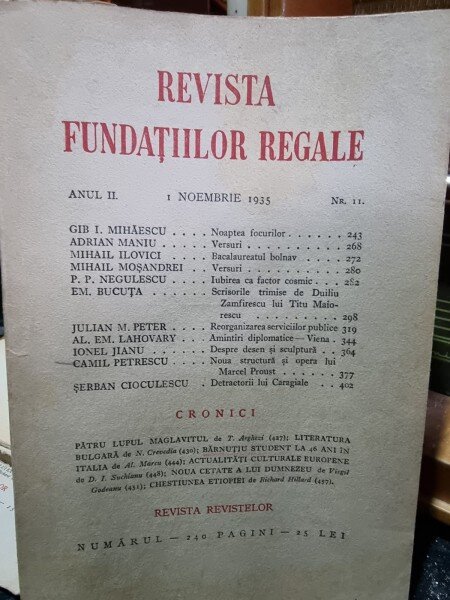 Revista Fundatiilor Regale Anul II 1 Noiembrie 1935 Nr. 11