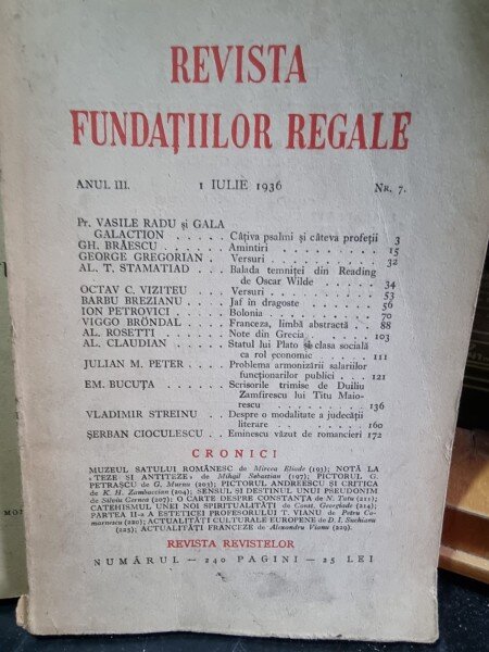 Revista Fundatiilor Regale - Anul III 1 Iulie 1936 Nr. 7
