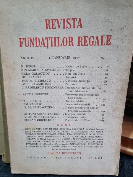 Revista Fundatiilor Regale - Anul IV 1 Ianuarie1937 Nr. 1