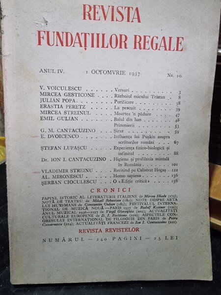 Revista Fundatiilor Regale Anul IV 1 Octombrie 1937 Nr. 10