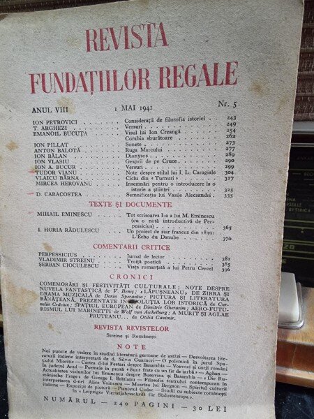 Revista Fundatiilor Regale - Anul VIII 1 Mai 1941 Nr. 5