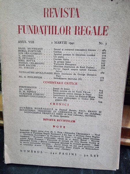 Revista Fundatiilor Regale - Anul VIII 1 Martie 1941 Nr. 3