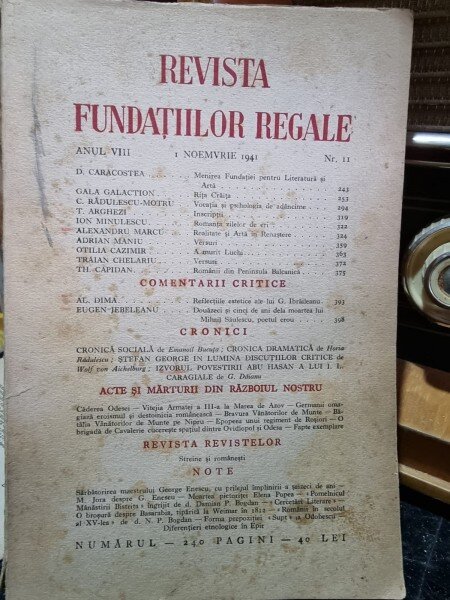 Revista Fundatiilor Regale Anul VIII 1 Noiembrie 1941 Nr. 11