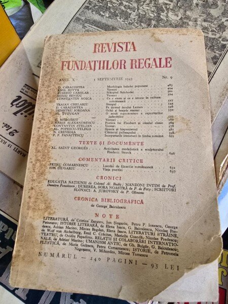 Revista Fundatiilor Regale - Anul X 1 Septembrie 1943 Nr. 9