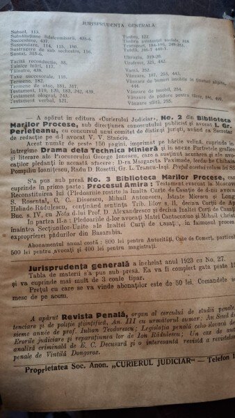 Revista Jurisprudența Generală, Anul II Nr.9 1924 - Vintila Dongoroz si note scrise de D.Alexandresco