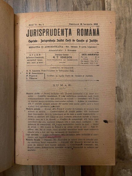 Revista Jurisprudenta Romana 1919
