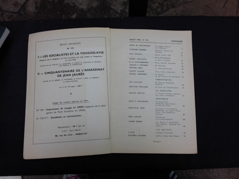REVISTA PREUVES NR.162/1964  (CU ARTICOLE DE DENIS DE ROUGEMONT, JEAN RABAUT, VLADIMIR DEDIJER SI ALTII, TEXT IN LIMBA FRANCEZA)