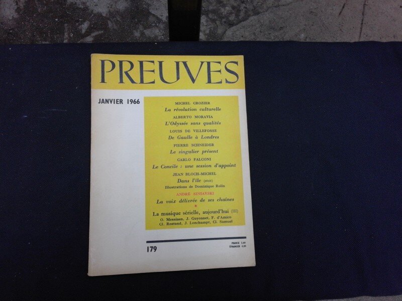 REVISTA PREUVES NR.179/1966   (CU ARTICOLE DE MICHEL GROZIER, ALBERTO MORAVIA, CARLO FALCONI SI ALTII, TEXT IN LIMBA FRANCEZA)