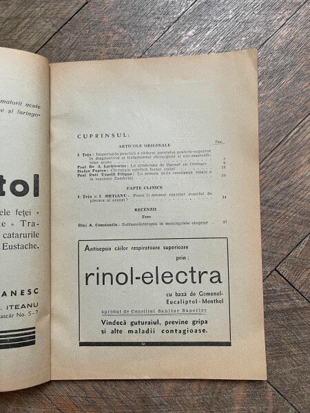 Revista Romana de Oto-Rino-Laringologie si Broncho-Esofagoscopie Nr. 1-2 Anul VIII Ianuarie-Iunie 1941