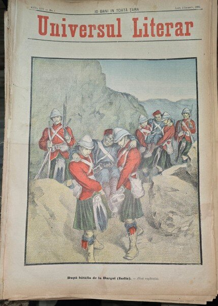Revista Universul Literar nr.1/1898  pe coperta dupa batalia de la Dargai, India