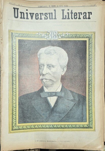 Revista Universul Literar nr.30/1897  pe coperta Dumitru Bratianau