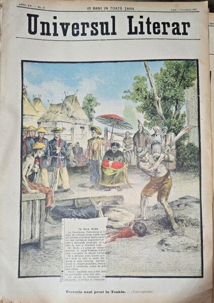 Revista Universul Literar nr.47/1897  pe coperta Executia unui preot in Tonkin