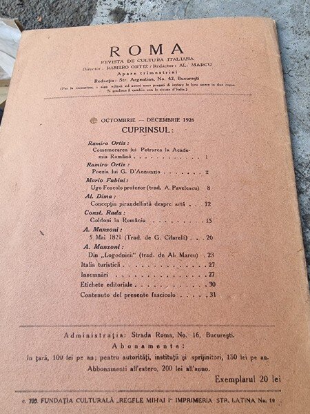 Roma - Revista Institutului de cultura Italiana Anul VIII No. 4
