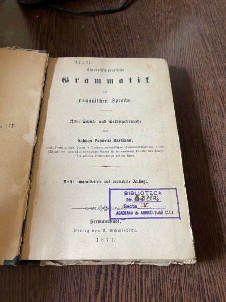 Sabbas Popovici Barcianu Grammatik der romanischen Sprache (1871)