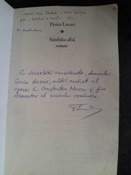 Sambata alba - Florin Lucaci  cu dedicatia autorului