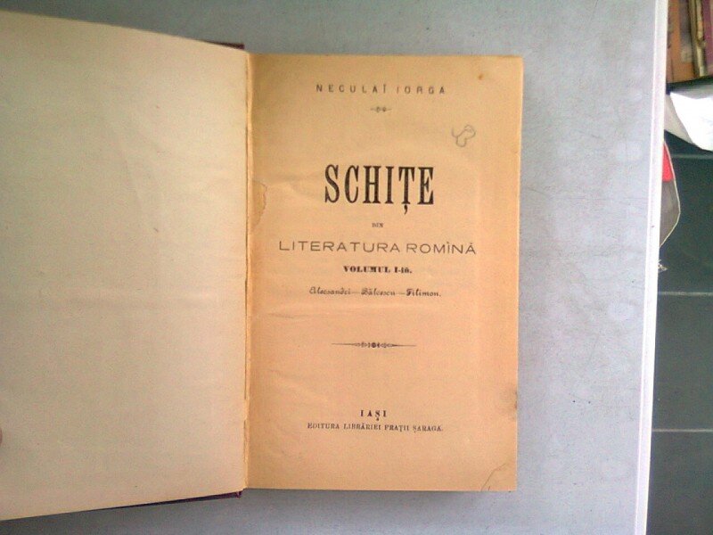 SCHITE DIN LITERATURA ROMANA - NECULAI IORGA   VOL.I