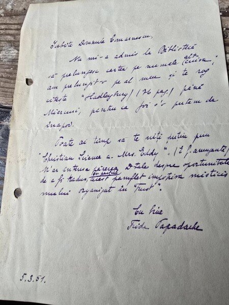 Scrisoare Frida Papadache