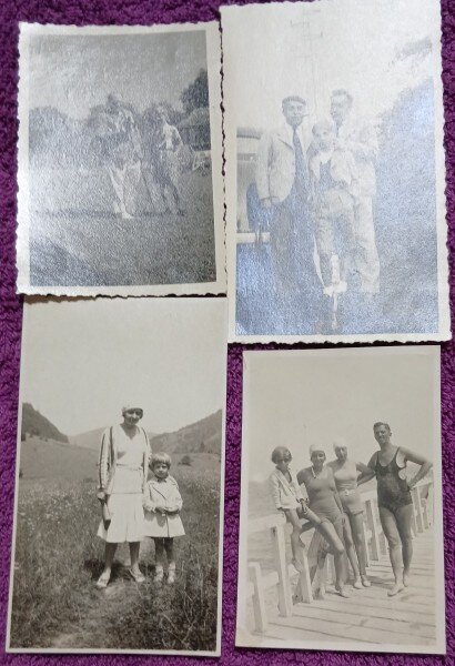 Set de 4 Fotografii, Geo Litarczek, parintele radiologiei romanesti, in excursii cu parintii, 1930/1931/1937/1938