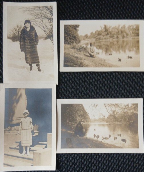 Set de 4 fotografii, Mama lui Geo Litarczek, parintele radiologiei romanesti, la Boston 1925-1926