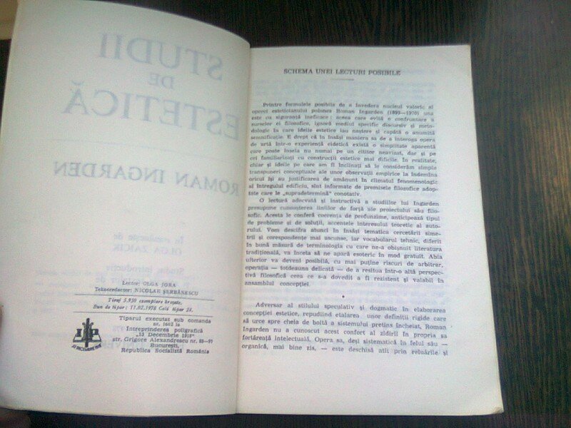 STUDII DE ESTETICA - ROMAN INGARDEN