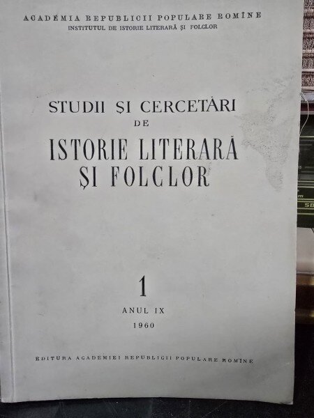 Studii si Cercetari de Istorie Literara si Folclor nr.1/1960