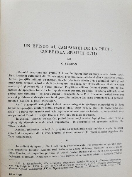Un episaod al Campaniei de la Prut cucerirea Brailei (1711) - C. Serban