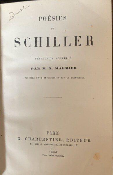 Poesies (Poezii - carte in franceza) - Schiller