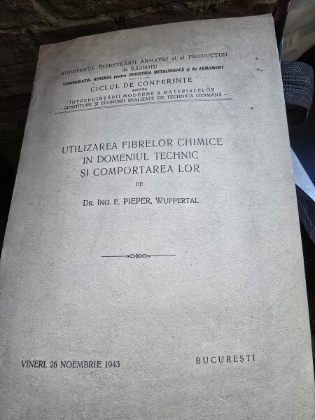 Utilizarea fibrelor chimice in domeniul tehnic si comportarea lor - E. Pieper, Wuperrtal
