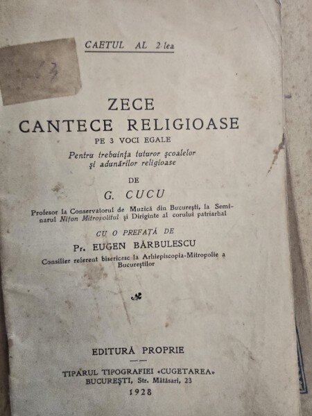 Zece cantece religioase pe 3 voci egale - G. Cucu