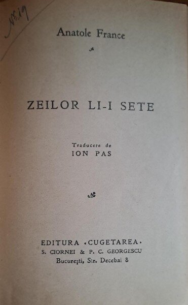 ZEILOR LI-I SETE - ANATOLE FRANCE