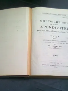 14 TEZE DE DOCTORAT, COLIGATE, ANII 1926/1933, TEMA APENDICELE