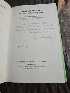 Word and Music in the Novels of Andrey Bely - Ada Steinberg, dedicatie