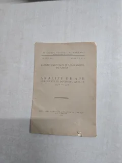 Analize de ape executate în decursul anilor 1926-1928 - Institutul Geologic al României