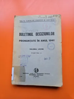 Buletinul deciziunilor pronunțate în anul 1941 vol. LXXVIII, partea II - Înalta Curte de Casație și Justiție