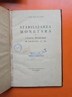 Stabilizarea monetară și câteva probleme în legătură cu ea - Ion Rălucanu
