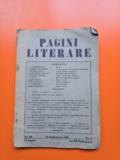 Revista Pagini literare - an III, nr. 9/15.09.1936
