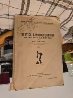 Statica construcțiunilor - Nicolae N. Gane, dedicatie