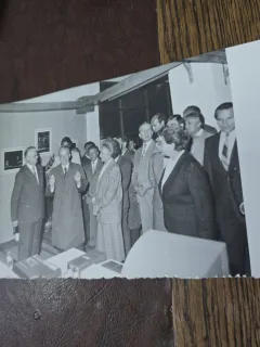 Adunare din perioada comunista , Nicolae Ceausescu impreuna cu Elena Ceausescu , fotografie alb/negru