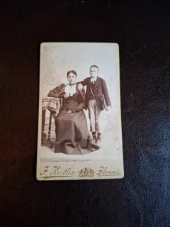 Fotografie tip CDV Mama impreuna cu Fiul , Bucuresti - Joseph Kestler