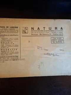 Revista Natura impreuna cu plicul expediat D-lui Dr.T.Floru - Nr.3 Martie 1941 anul XXX