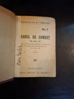 Codul de Comerț din anul 1887 - M. A. Dumitrescu (format mic)