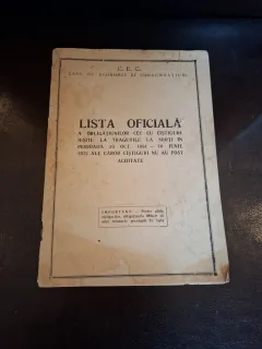 Lista oficială a obligatiunilor cu cec cu cistiguri iesite la tragerile la sorti in perioada 30 oct. 1954 - 30 iunie 1972 ale caror castiguri nu au fost achitate - CEC - Casa de economii și consemnatiuni