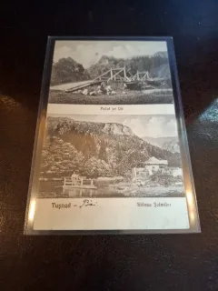 Carte postala , alb negru , Podul pe Olt , Tusnad Bai Stanca Soimiler - (circulata)