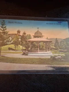 Carte postala , Slanic Moldova , Pavilionul de Muzica  - (circulata)