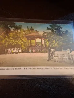 Carte postala , Buzias vedere din parc cu paviliionul muzical - (circulata)