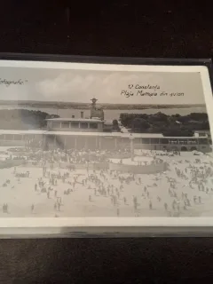 Carte postala Constanta , Plaja Mamaia din avion , alb negru - Studio Fotografic