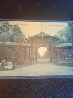 Carte postala alb negru , Buzias , Parc , alb negru - Circulata