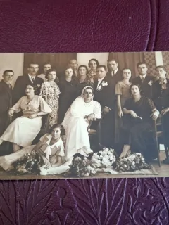 Fotografie tip carte postala , alb negru , fotografie de grup - necirculata