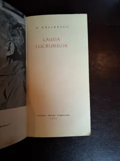 Lauda lucrurilor (cu dedicatia autorului catre Magda Marinescu) - G. Călinescu